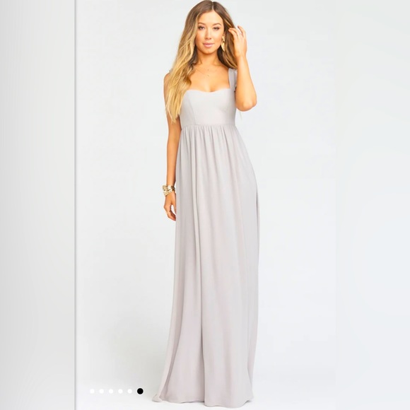 Show Me Your Mumu June Maxi Bridesmaid Dress in Dove Grey Chiffon - Picture 2 of 6